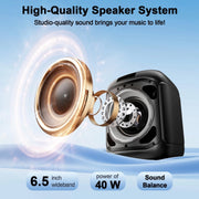 Veatool ET-107 Karaoke Machine, Professional 300W PA System w/Built-in Lyrics Display Screen, Bluetooth 5.4, Black