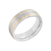 Brilliance Men's Two-Tone Stainless Steel 7MM Striped Wedding Band, Yellow, Size 9