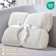 Home City Alaska Diamond Plush Fleece Blanket, Ultra-Soft, Quilted Diamond Pattern, Ivory, Throw Size