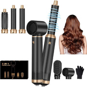 Onehouse 5 in 1 Blow Dryer Brush Ionic Hair Styler with Detachable Curler, Ceramic Coating, 3 Heat Settings, Black Gold