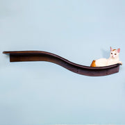 RefinedKind Pet Products Lotus Branch Cat Shelf, Large Wooden Wall Perch with Replaceable Berber Carpet, Mahogany, 61 in Long, LOT-BRAN-MA