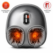 Nekteck Shiatsu Foot Massager Machine with Soothing Heat, Deep Kneading Therapy, Adjustable Air Compression, Silver, FM12