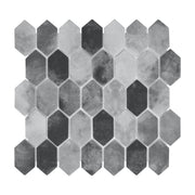 SUNWINGS Picket Gray Mix Hexagon Matte Recycled Glass Mosaic Floor and Wall Tile, 10.7 x 10.1 in, 8 sq ft Case, SLHR-GRY-10