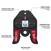 Milwaukee 1/4 in. ZoomLock MAX Press Jaw for M18 FORCE LOGIC Press Tools, Flame-Free HVAC Connection, 49-16-2650Z