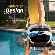 Dolphin Robotic Automatic Pool Cleaner, Wi-Fi Enabled, Wall-Climbing Scrubber Brush, Top-Load Cartridge Filter, For In-Ground Pools up to 50 ft, White and Black, Explorer E25