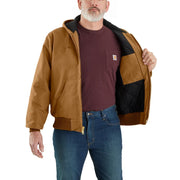 Carhartt Men's Iconic J140 Firm Duck Insulated Active Jacket, Gravel, Large, Loose Fit, Quilted Flannel Lined, Water Repellent, 106673