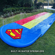 Superman Triple-Lane Water Slide, 20 ft, Multicolor, Includes 3 Inflatable Boogie Boards, SM300WS-A