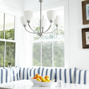 Quorum Reyes 5-Light Chandelier, Classic Nickel Finish, 26 in Width, 24.25 in Height, Transitional Style, 6060-5-64