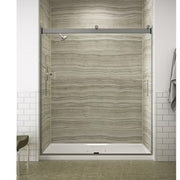 KOHLER 706009-L-SH Levity 74-in H x 56.625-in to 59.625-in W Frameless Bypass/Sliding Bright Silver Shower Door (Clear Glass)