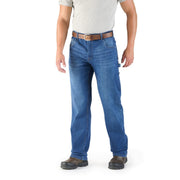 Berne Heartland Flex Relaxed Fit Carpenter Jean, Stretch Denim, Stone Wash Dark, 30W x 34L Tall, Straight Leg
