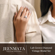 JeenMata RHJGJ1161sbLDWmns5 Round Cut Lab Grown Diamond Wedding Ring Set, Size 7