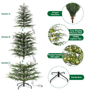 My Texas House 7.5ft Pre-Lit Cypress Green Artificial Christmas Tree with 500 Warm White Twinkle LED Lights and Metal Stand