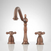 Signature Hardware RL-818MSMC-ORB-LEAD FREE Victorian Gooseneck Lavatory Faucet with Metal Cross Handles and Rod Type Drain - Oil Rubbed Bronze