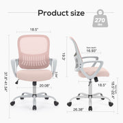Edx Smug Chair 1368 Yangming Mid Back Swivel Office Desk Chair, Pink