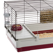 Ferplast 57072470 Krolik XL Rabbit Cage 140 (Includes Wire Hutch), Burgundy & Cream