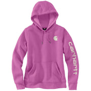 Carhartt Women's Clarksburg Graphic Sleeve Hoodie, Relaxed Fit Midweight Pullover, Cherry Bloom, Small, 102791-V74