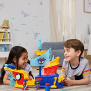 Hasbro Spidey and His Amazing Friends Water-Webs Webs Ahoy Bubble Pirate Ship Playset with 3-Inch Action Figures, Extending Hull, Wave-Simulating Wheels, Bubble Maker, 17 to 21 in