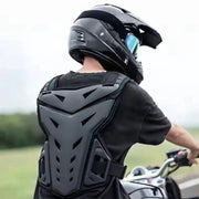 Unbranded Motocross Body Armor Jacket, Back Chest Protector, Shock-Absorbing Foam, Black - Durable PE Plastic Shell