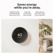 Google Nest Learning Thermostat GA05169-US with Temperature Sensor - Polished Obsidian