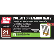 3 in. x 0.120 Plastic Exterior Galvanized Ring Shank Nails (1,000 per Box)