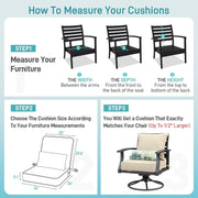 Aoodor Deep Seat Cushion Set, 24 x 24 Inch, Water-Resistant Fade-Resistant Olefin Fabric, Plush High-Density Foam, Adjustable Straps, Removable Covers, Teal, Set of 2