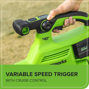 Greenworks 40V Cordless Brushless Leaf Blower Vacuum, 505 CFM Air Volume, 230 MPH Wind Speed, 5.0 Ah Battery, BVF444