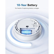 SITERWELL Smoke Detector, 10-Year Battery Operated, Photoelectric and Electrochemical Sensors, 85 dB Alarm, UL217-9th Edition Certified, Bilingual Voice Alerts, Pack of 4