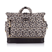 Itzy Ritzy Dream Weekender Diaper Bag, Lightweight Puffer Tote with 12 Pockets Including 2 Insulated Bottle Holders, Separate Base Compartment, Adjustable Strap, Leopard Brown, 20in