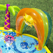 Banzai Jr. Splish Splash Inflatable Water Park for Toddlers with Whale Slide, Dolphin Rider, Starfish Toss Rings, Rainbow Canopy, Multicolor