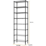 M MZG 8-Tier Adjustable Metal Wire Shelf, Black Matte, 13.8 in D x 23.6 in W x 79.5 in H, Heavy-Duty Storage Shelves
