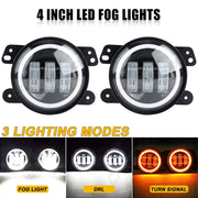 CHUSYYRAY LED Fog Light Pair for Jeep Renegade 2015-2018, 4 Inch Diameter, 6000 Lumens, 30W, White and Amber Light, DOT SAE E9 Certified