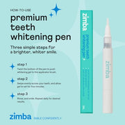 Zimba ZLT00-5001-GO Teeth Whitening On-The-Go Kit, Enamel Safe Vegan Pen & LED Light for Professional Results