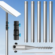 DNShorix Starlink Pole Mount Satellite Dish Mounting Kit, 9ft Stainless Steel Pole, 1.5in Diameter, Aluminum Alloy Adapter, Threaded Joint Assembly