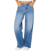 Celebrity Pink Womens Baggy Wide Leg Jeans, Medium Wash, Mid Rise, Soft Stretch Denim, Multiple Inseams 30-34 in, Sizes 1-24W, CJ26048HF38W