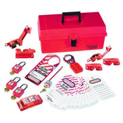 Master Lock Portable Lockout Kit, 14-Piece Electrical Safety Set with 4 Thermoplastic Padlocks, Red, 1457E410KA