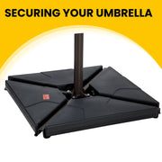 FUNDAZE 8x8 ft Square Cantilever Patio Umbrella with Crank, Adjustable Tilt, Navy Blue, Weighted Base