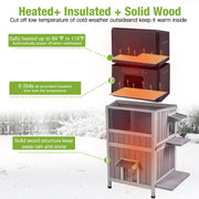 Aivituvin Heated Cat House with UL-Tested Heating Pad, Insulated Two-Story Shelter for Outdoor and Indoor Cats- Weatherproof