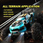 Flypear 1:16 Scale Fast RC Car, 80 KPH Brushless Motor, 4WD Off-Road Monster Truck, Blue, 2.4 GHz Remote Control, Dual Rechargeable Batteries, SG116MAX-2