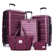 Tripcomp 5 Piece HardSide Travel Luggage Set with Spinner Wheels (Wine Red)