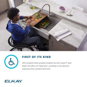 Elkay Dart Canyon Farmhouse Kitchen Sink, Single Bowl, 29-7/8 in Length, 27-1/4 in Width, 9 in Depth, Polished Satin Stainless Steel, ADA Workstation, ELDSSF30279DBG