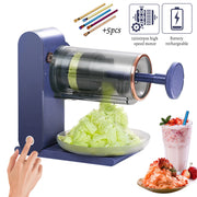 WZCPCV Rechargeable Shaved Ice Maker, 13000 RPM Electric Snow Cone Machine with Stainless Steel Ice Plate and 5 Colored Straws, Royal Blue