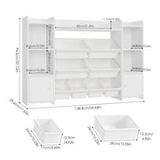 Homfa FPB-235 2 Door White Kids Toy Organization Cubby Bookcase With 8 Bin
