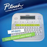 Brother PT-D210WM Desktop Label Maker, Corded Electric, Multicolor, Compatible with TZe Laminated Tapes, 14 Fonts, 0.47 in Max Label Width