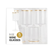 PLASTICPRO Disposable Plastic Wine Glasses, 14 oz, Two-Tone Black and Clear, Pack of 10
