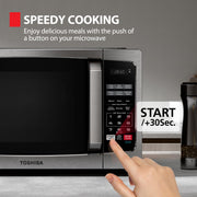 Toshiba Countertop Microwave Oven, 0.9 Cu Ft, 900W, Stainless Steel, 6 Auto Menus, Child Lock, Mute Function, ML-EM09PA(SS)