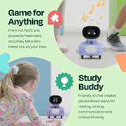 Miko EMK4P Mini - Interactive Robot for Kids - For STEAM Learning - With Conversational AI - Tech Gift for Kids, Purple