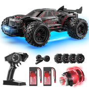 DEERC 1:14 Fast Brushless RC Car, 46+ MPH, Off-Road Truck, 4WD, Waterproof, 7 Lighting Modes, Black