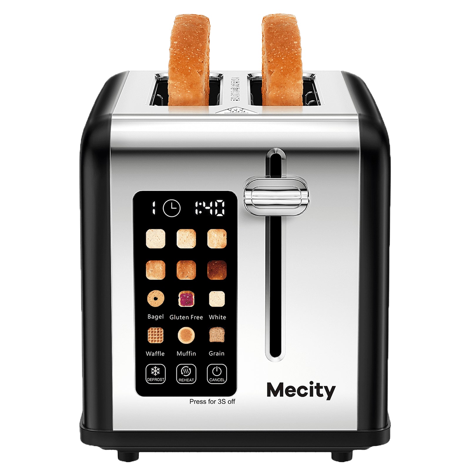 Mecity 2-Slice Touchscreen Toaster Stainless Steel 6 Shade Settings Ma ...
