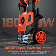 DAIMOT Electric Pressure Washer, 3200 PSI, 2.3 GPM, Foam Cannon, 4 Nozzle Tips, Power Washer for Cars, Fences, Driveways, Patios