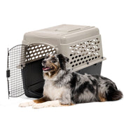 Petmate Vari Plastic Travel Dog Crate, Medium 32 in, Durable Airline-Friendly Carrier, Taupe and Black, 21948